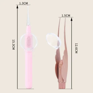 Visual Luminous Magnifying Glass Ear Picking Tool Household Plastic Spoon and Tweezers Set for Children’s Ear Picking