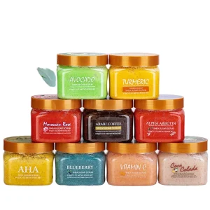 WWP Cross-border Sugar Salt & Coffee Mud Avocado Watermelon Bath Body Scrub Vitamin C Turmeric Exfoliating Deep Cleansing 610g