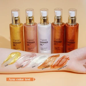 Waterproof Body Shimmer Oil Bronze Golden for Body Face Liquid Body Highlighter Oil