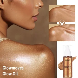 Waterproof Body Shimmer Oil Hyaluronic Acid Moisturizing Liquid Illuminator with Natural Glitter Tinted Glow for Face & Body