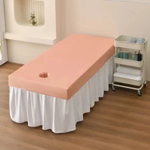 Waterproof Striped Massage Table Bed Fitted Sheet Elastic Full Cover Rubber Band Massage SPA Bed Cover With Face Hole