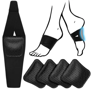 Wearable Arch Support Inserts Women Men 2 Adjustable Heights Non Slip Breathable Gel Washable Plantar Fasciitis Relief Black