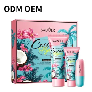 Whitening Nourishing Body Lotion Hand Cream Lip Balm Box Set with Natural Scent Skin Care Products