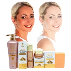 Whitening Skin Care Product Face and Body Lotion Face Care Papaya Brightening Skin Care Set for Half Cast Skin