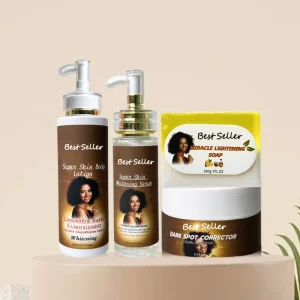 Whitening Skincare Kit with AHA Vitamin C Includes Body Lotion Serum Face Soap & Dark Spot Corrector for Brightening