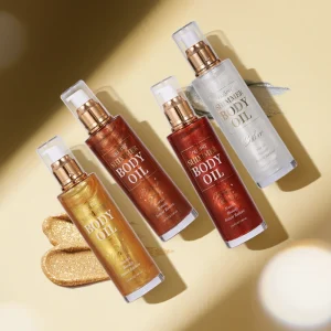 Women Beauty Skin Care Four Radiant Shades Body Shimmer Oil Long Lasting Moisturizing Face Body Luminizer