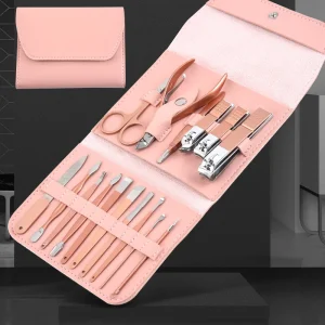 Women Personal Beauty Care Tools Manicure Pedicure Set Nail Care Tools Kit With Pink Bag Case