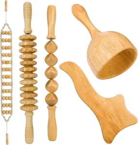 Wood Massage Tool Set Stick Madero Beech Guasha Scraping Board Slimming Roller Lymphatic Detox Leg Kit Body Brush Foot Back
