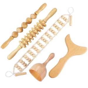 Wood Therapy Body Massage Tool Set Gua Sha Facial Massager with Metal Muscle Relaxation Tool