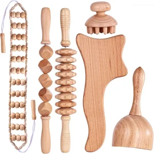 Wood Therapy Massage Tool Muscle Release Roller Kits Wood Massage Guasha Set
