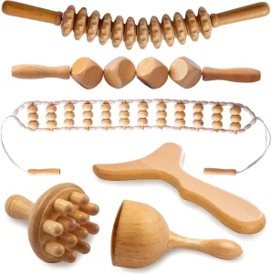 Wood Therapy Massage Tools Body Guasha Set Handheld Wooden Massage Roller Wood Therapy Massage Set