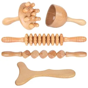 Wood Therapy Massage Tools Guasha Wood Stick Body Massager Set Tool