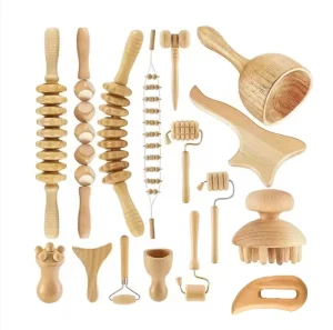 Wood Therapy Massage Tools Set 16 in 1 Maderoterapia Kit for Body Sculpting Lymphatic Drainage & Anti Cellulite