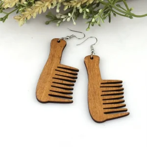 Wooden Comb Pick Earrings for women