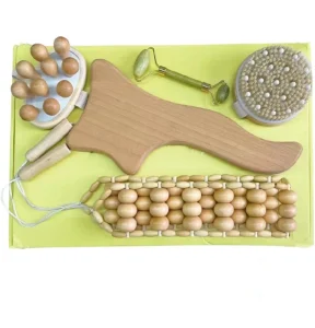 Wooden Gua Sha Tool Set for Muscle Back Leg Pain Relief Lymphatic Drainage Massager Anti Cellulite Facial Massage Roller