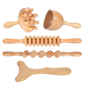 Wooden Lymphatic Drainage Massage 5 in 1 Wood Massage Therapy Tools Kit for Body Shaping