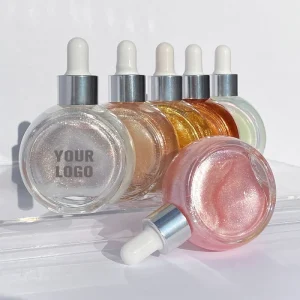 Your Logo Shimmering Mineral Gel Body Oil Illuminate Summer Glow Dropper Bottle Face Body Glitter Fragrance Free Vegan Sunscreen